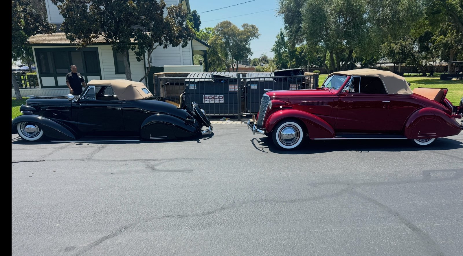 Two classic convertibles lined up.
